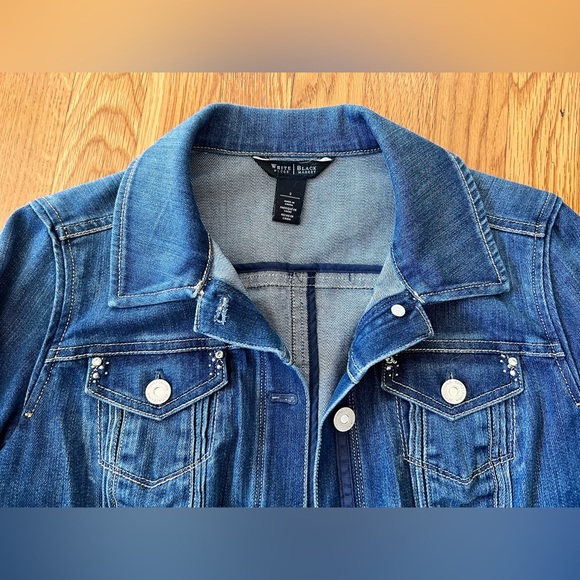 WHITE HOUSE BLACK MARKET Jean Jacket with Jeweled Detail - Never Worn - Picture 2 of 6